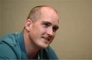 8 June 2017; Ireland's Devin Toner during a press conference at the Hyatt Regency Hotel in Jersey City, New Jersey, USA. Photo by Ramsey Cardy/Sportsfile