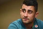 8 June 2017; Ireland's Tiernan O'Halloran during a press conference at the Hyatt Regency Hotel in Jersey City, New Jersey, USA. Photo by Ramsey Cardy/Sportsfile