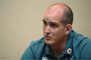 8 June 2017; Ireland's Devin Toner during a press conference at the Hyatt Regency Hotel in Jersey City, New Jersey, USA. Photo by Ramsey Cardy/Sportsfile