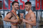 9 June 2017; Lee Haskins, left, and Ryan Burnett face off following the weigh in ahead of their IBF World Bantamweight Championship bout at the Boxing in Belfast event in the Hilton Hotel, Belfast. Photo by David Fitzgerald/Sportsfile