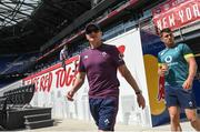 9 June 2017; Ireland head coach Joe Schmidt, left, and Tiernan O'Halloran during their captains run at the Red Bull Arena in Harrison, New Jersey, USA. Photo by Ramsey Cardy/Sportsfile