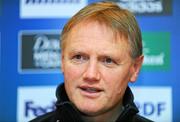 19 January 2012; Leinster head coach Joe Schmidt speaking to the media during a press conference ahead of their Heineken Cup, Pool 3, Round 6, game against Montpellier on Saturday. Leinster Rugby Press Conference, David Lloyd Riverview, Clonskeagh, Dublin. Picture credit: Barry Cregg / SPORTSFILE