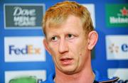 19 January 2012; Leinster's Leo Cullen speaking to the media during a press conference ahead of their Heineken Cup, Pool 3, Round 6, game against Montpellier on Saturday. Leinster Rugby Press Conference, David Lloyd Riverview, Clonskeagh, Dublin. Picture credit: Barry Cregg / SPORTSFILE