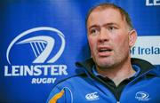 19 January 2012; Leinster 'A' head coach Colin McEntee speaking to the media during a press conference ahead of their British & Irish Cup Quarter-Final against Pontypridd on Sunday. Leinster 'A' Rugby Press Conference, David Lloyd Riverview, Clonskeagh, Dublin. Picture credit: Barry Cregg / SPORTSFILE