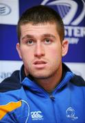 19 January 2012; Leinster 'A' player Ciaran Ruddock speaking to the media during a press conference ahead of their British & Irish Cup Quarter-Final against Pontypridd on Sunday. Leinster 'A' Rugby Press Conference, David Lloyd Riverview, Clonskeagh, Dublin. Picture credit: Barry Cregg / SPORTSFILE