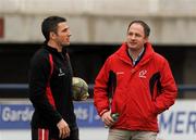 20 January 2012; Ulster's Ian Humphreys with his brother David Humphreys, Ulster Director of Rugby, right, during the Captain's Run ahead of their Heineken Cup, Pool 4, Round 6, game against Clermont Auvergne on Saturday. Ulster Rugby Captain's Run, Stade Marcel Michelin, Clermont-Ferrand, France. Picture credit: Oliver McVeigh / SPORTSFILE