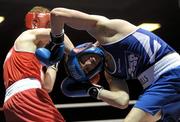 20 January 2012; Emmet Brennan, right, Corinthians, in action against Michael O'Reilly, Portlaoise, during their 69kg bout. 2012 National Elite Boxing Championships, National Stadium, Dublin. Photo by Sportsfile