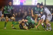 20 January 2012; Jordan Turner-Hall, Harlequins, is tackled by Kyle Tonetti, Connacht . Heineken Cup, Pool 6, Round 6, Connacht v Harlequins, Sportsground, Galway. Picture credit: David Maher / SPORTSFILE
