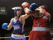 20 January 2012; Jason Quigley, left, Finn Valley, in action against Patrick Gallagher, Gleann, during their 69kg bout. 2012 National Elite Boxing Championships, National Stadium, Dublin. Photo by Sportsfile