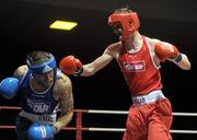 20 January 2012; Adam Nolan, right, Bray, in action against Craig McCarthy, St. Pauls, Waterford, during their 69kg bout. 2012 National Elite Boxing Championships, National Stadium, Dublin. Photo by Sportsfile