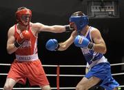 20 January 2012; Kieran Forde, left, Monivea, in action against John Joe Joyce, St. Michael's, Athy, during their 69kg bout. 2012 National Elite Boxing Championships, National Stadium, Dublin. Photo by Sportsfile