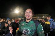 20 January 2012; George Naoupu, Connacht, celebrates at the end of the game. Heineken Cup, Pool 6, Round 6, Connacht v Harlequins, Sportsground, Galway. Picture credit: David Maher / SPORTSFILE
