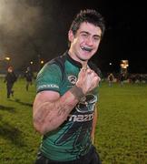 20 January 2012; Tiernan O'Halloran, Connacht, celebrates at the end of the game. Heineken Cup, Pool 6, Round 6, Connacht v Harlequins, Sportsground, Galway. Picture credit: David Maher / SPORTSFILE