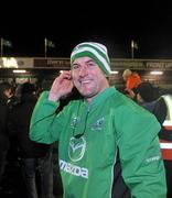 20 January 2012;  Connacht head coach Eric Elwood, celebrates at the end of the game. Heineken Cup, Pool 6, Round 6, Connacht v Harlequins, Sportsground, Galway. Picture credit: David Maher / SPORTSFILE