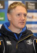 21 January 2012; Leinster Head Coach Joe Schmidt speaking to the media during the post-match press conference. Heineken Cup, Pool 3, Round 6, Leinster v Montpellier, RDS, Ballsbridge, Dublin. Picture credit: Barry Cregg / SPORTSFILE