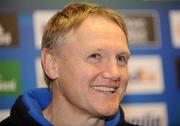21 January 2012; Leinster Head Coach Joe Schmidt speaking to the media during the post-match press conference. Heineken Cup, Pool 3, Round 6, Leinster v Montpellier, RDS, Ballsbridge, Dublin. Picture credit: Barry Cregg / SPORTSFILE