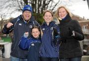 21 January 2012; Leinster supporters Ronan Ivory, with his daughters Katie, aged 9, Chloe, aged 14, and his wife Linda from Leopardstown, Co. Dublin, at the game. Heineken Cup, Pool 3, Round 6, Leinster v Montpellier, RDS, Ballsbridge, Dublin. Picture credit: Barry Cregg / SPORTSFILE