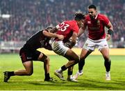 10 June 2017; Anthony Watson with the support of his British & Irish Lions team-mate Ben Te'o is tackled by Tim Bateman of Crusaders during the match between Crusaders and the British & Irish Lions at AMI Stadium in Christchurch, New Zealand. Photo by Stephen McCarthy/Sportsfile