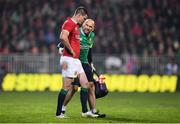 10 June 2017; Jonathan Sexton of the British & Irish Lions with British and Irish Lions head of medical Eanna Falvey  during the match between Crusaders and the British & Irish Lions at AMI Stadium in Christchurch, New Zealand. Photo by Stephen McCarthy/Sportsfile