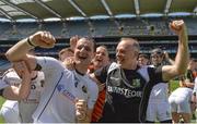 10 June 2017; Liam Watson of Warwickshire and manager Tony Joyce celebrate after the Lory Meagher Cup Final match between Leitrim and Warwickshire at Croke Park in Dublin. Photo by Piaras Ó Mídheach/Sportsfile