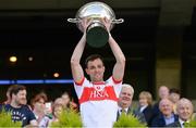 10 June 2017; Derry captain Oisín McCloskey lifts the Nicky Rackard Cup after the the Nicky Rackard Cup Final match between Armagh and Derry at Croke Park in Dublin. Photo by Piaras Ó Mídheach/Sportsfile