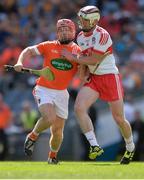 10 June 2017; Cahal Carvill of Armagh in action against Darragh McCloskey of Derry during the Nicky Rackard Cup Final match between Armagh and Derry at Croke Park in Dublin. Photo by Piaras Ó Mídheach/Sportsfile