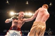 10 June 2017; Matthew Wilton, left, exchanges punches with William Warburton during their Welterweight bout at the Boxing in Belfast in the SSE Arena, Belfast. Photo by David Fitzgerald/Sportsfile