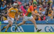 10 June 2017; David English of Carlow in action against Neil McManus of Antrim during the Christy Ring Cup Final match between Antrim and Carlow at Croke Park in Dublin. Photo by Piaras Ó Mídheach/Sportsfile