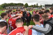 10 June 2017; Cork manager Peadar Healy with his players after the Munster GAA Football Senior Championship Semi-Final match between Cork and Tipperary at Pairc Ui Rinn in Cork. Photo by Matt Browne/Sportsfile