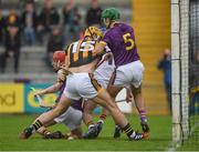10 June 2017; Eoin Murphy of Kilkenny is tackled by  Willie Devereux, and Shaun Murphy, 5, of Wexford in the move that led to a penalty for Kilkenny in the first minute during the Leinster GAA Hurling Senior Championship Semi-Final match between Wexford and Kilkenny at Wexford Park in Wexford. Photo by Ray McManus/Sportsfile