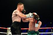 10 June 2017; Sean McGoldrick, right, exchanges punches with Ricky Starkey during their Bantamweight bout at the Boxing in Belfast in the SSE Arena, Belfast. Photo by David Fitzgerald/Sportsfile