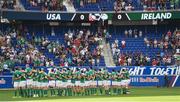 10 June 2017; Ireland team during the National Anthem ahead of the international match between Ireland and USA at the Red Bull Arena in Harrison, New Jersey, USA. Photo by Ramsey Cardy/Sportsfile