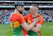 10 June 2017; Richard Kelly, left, and Denis Murphy of Carlow celebrate after the Christy Ring Cup Final match between Antrim and Carlow at Croke Park in Dublin. Photo by Piaras Ó Mídheach/Sportsfile