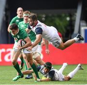 10 June 2017; Jacob Stockdale of Ireland is tackled by Peter Malcolm, above, and Ben Cima of USA during the international match between Ireland and USA at the Red Bull Arena in Harrison, New Jersey, USA. Photo by Ramsey Cardy/Sportsfile