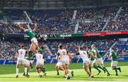 10 June 2017; Quinn Roux of Ireland wins possession in a lineout during the international match between Ireland and USA at the Red Bull Arena in Harrison, New Jersey, USA. Photo by Ramsey Cardy/Sportsfile