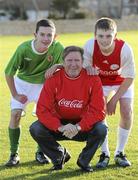 Pictured at the launch and announcement of the Coca-Cola Irish Cup competition were former Republic of Ireland international Ronnie Whelan, along with Adam Farrell, left, and Conor Keeley. The tournament will see one of Europe’s leading youth club football teams, the Ajax 1997's, play in Dublin this summer as part of the inaugural competition. Made up of Ajax Under-15 players from their Greek, Cypriot and Dutch academies, the team will play in the AUL Complex on Sunday July 15th in exhibition matches against International opposition, part of a weekend of youth football competitions featuring over 50 teams, both female and male, from across the Republic of Ireland, Northern Ireland, the UK and Europe. The tournaments will be played in a round robin and knock-out format between July 13th and July 15th 2012 in the AUL complex in Dublin. Full details on www.dbsportstours.ie. Oscar Traynor Coaching & Development Centre, Coolock, Dublin. Picture credit: Matt Browne / SPORTSFILE