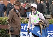 22 January 2012; Trainer Willie Mullins with Jockey Ruby Walsh after sending out Blazing Tempo to win the Normans Grove Steeplechase. Fairyhouse Racecourse, Co. Meath. Photo by Sportsfile
