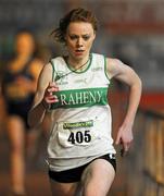 22 January 2012; Iseult O'Donnell, Raheny Shamrocks AC, Co. Dublin, on her way to winning the Junior Women's 800m at the Woodie’s DIY Junior Indoor Track & Field Championships of Ireland. Nenagh, Co. Tipperary. Picture credit: Matt Browne / SPORTSFILE