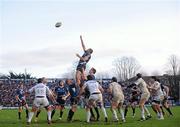 21 January 2012; Damian Browne, Leinster, attempts to take possession in a lineout. Heineken Cup, Pool 3, Round 6, Leinster v Montpellier, RDS, Ballsbridge, Dublin. Picture credit: Stephen McCarthy / SPORTSFILE