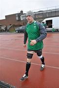 24 January 2012; Ireland captain Paul O'Connell makes his way out for squad training ahead of their RBS Six Nations Rugby Championship game against Wales on February 5th. Ireland Rugby Squad Training, University of Limerick, Limerick. Picture credit: Diarmuid Greene / SPORTSFILE