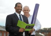 24 January 2012; National Coach Phil Simmons, left, and cricketer Trent Johnston, after a Cricket Ireland press conference. Cricket Ireland made a series of major announcements as they unveiled their new strategic plan for Irish Cricket to 2015. Among these announcements were the vision to become a Test Nation by 2020, the extension of National Coach Phil Simmons' contract, and 23 players contracts awarded. The Croke Park Hotel, Dublin. Picture credit: Brian Lawless / SPORTSFILE