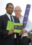24 January 2012; National Coach Phil Simmons, left, and cricketer Trent Johnston, after a Cricket Ireland press conference. Cricket Ireland made a series of major announcements as they unveiled their new strategic plan for Irish Cricket to 2015. Among these announcements were the vision to become a Test Nation by 2020, the extension of National Coach Phil Simmons' contract, and 23 players contracts awarded. The Croke Park Hotel, Dublin. Picture credit: Brian Lawless / SPORTSFILE