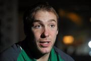 24 January 2012; Ireland's Stephen Ferris during a press conference ahead of their RBS Six Nations Rugby Championship game against Wales on February 5th. Ireland Rugby Squad Press Conference, Limerick Strand Hotel, Ennis Road, Limerick City. Picture credit: Diarmuid Greene / SPORTSFILE