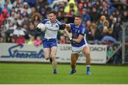 11 June 2017; Killian Clarke, left, of Cavan in action against Karl O'Connell of Monaghan during the Ulster GAA Football Senior Championship Quarter-Final match between Cavan and Monaghan at Kingspan Breffni in Cavan. Photo by Philip Fitzpatrick/Sportsfile