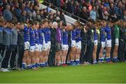 11 June 2017; The Cavan team stand for the national anthem during the Ulster GAA Football Senior Championship Quarter-Final match between Cavan and Monaghan at Kingspan Breffni in Cavan. Photo by Philip Fitzpatrick/Sportsfile