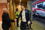 11 June 2017; Seamus Coleman of Republic of Ireland arriving for the FIFA World Cup Qualifier Group D match between Republic of Ireland and Austria at Aviva Stadium, in Dublin.  Photo by David Maher/Sportsfile
