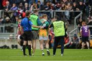 11 June 2017; Brian Darby of Offaly leaves the field after picking up an injury early in the first half during the Leinster GAA Football Senior Championship Quarter-Final match between Offaly and Westmeath at Bord Na Móna O'Connor Park, Tullamore, in Co. Offaly. Photo by Piaras Ó Mídheach/Sportsfile
