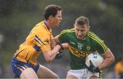 11 June 2017; James O'Donoghue of Kerry in action against Kevin Harnett of Clare during the Munster GAA Football Senior Championship Semi-Final match between Kerry and Clare at Cusack Park, in Ennis, Co. Clare. Photo by Sam Barnes/Sportsfile