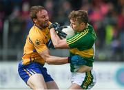 11 June 2017; James O'Donoghue of Kerry in action against Ciaran Russell of Clare during the Munster GAA Football Senior Championship Semi-Final match between Kerry and Clare at Cusack Park, in Ennis, Co. Clare. Photo by Sam Barnes/Sportsfile