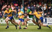11 June 2017; James O'Donoghue of Kerry in action against Martin McMahon, right and Ciaran Russell of Clare, during the Munster GAA Football Senior Championship Semi-Final match between Kerry and Clare at Cusack Park, in Ennis, Co. Clare. Photo by Sam Barnes/Sportsfile